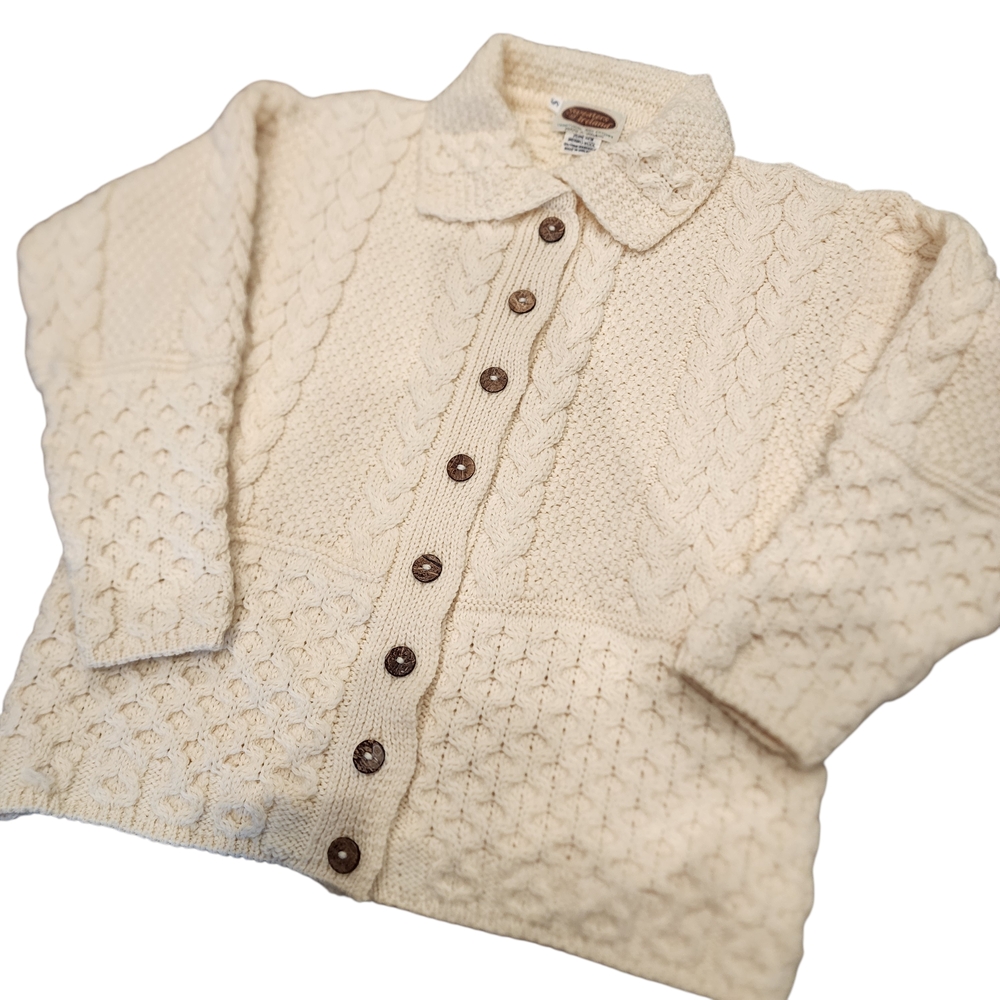 Vintage Irish Fisherman's Sweater Excellent Vintage Condition Button-Up Cardigan - Picture 8 of 16